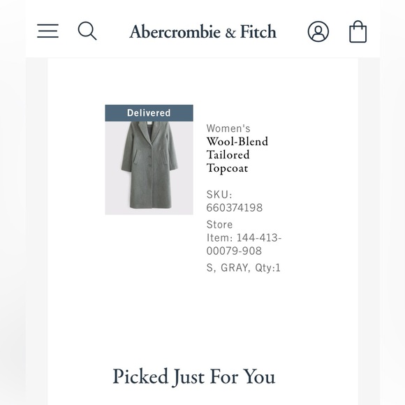 Abercrombie and Fitch Wool Blend Taylored Top Coat Gray Small - Picture 6 of 9